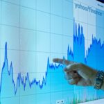 Gráficos de indicadores econômicos e financeiros em ambiente de escritório corporativo no Brasil